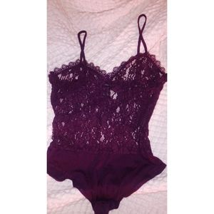 FOREVER 21 Floral lace bodysuit